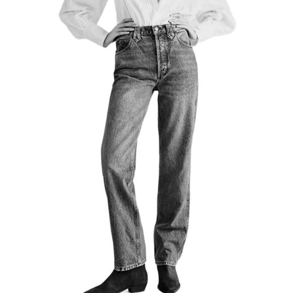 BOYISH Straight Jean Women Sz 27 Odyssey Black High Rise Gorpcore Grunge Retro - Picture 1 of 11